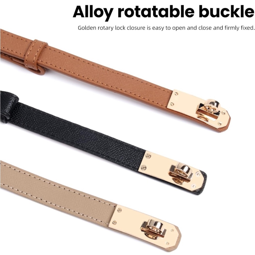 Premium faux leather adjustable belt -available in tan, cognac brown, & black - Picture 3 of 10